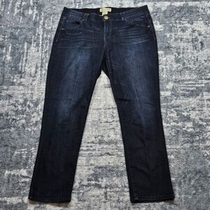 Democracy Ab Solution Jeans Womens 16 W Stretch Straight Leg Whiskered Blue Wash